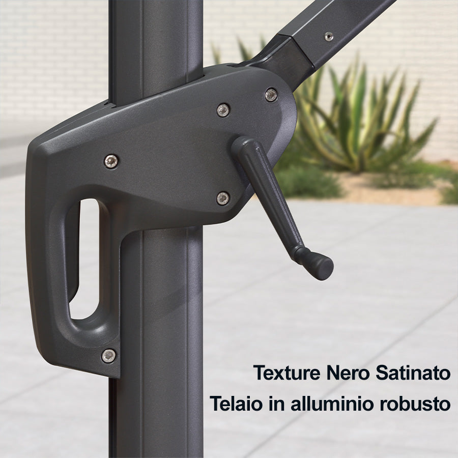 PURPLE LEAF Ombrellone da Giardino a sbalzo , Ombrellone da Esterno con palo Grigio,Rotazione a 360° e 6 livelli di Regolazione dell'altezza