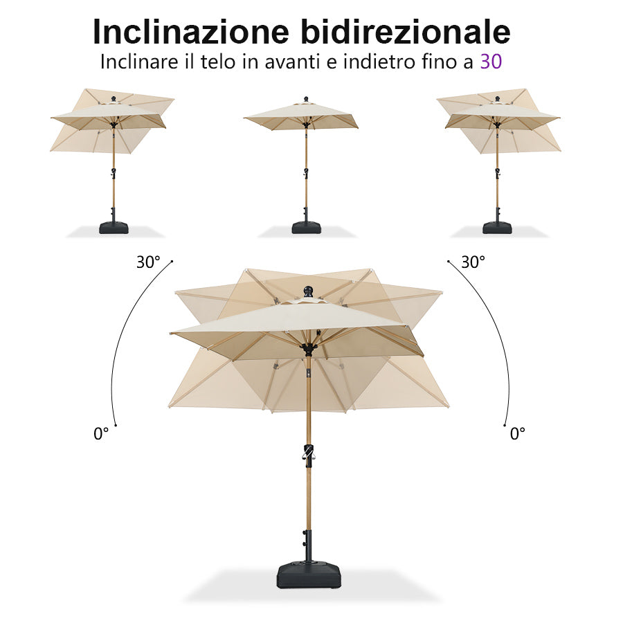 PURPLELEAF Ombrellone da Giardino Effetto Legno,Ombrellone da Esterno per Balcone,Terrazza, Patio e Giardino