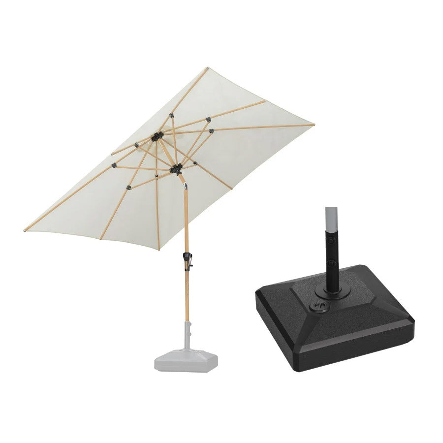 PURPLE LEAF Ombrellone da Giardino Effetto Legno,Ombrellone da Esterno per Balcone,Terrazza, Patio e Giardino,Con Base