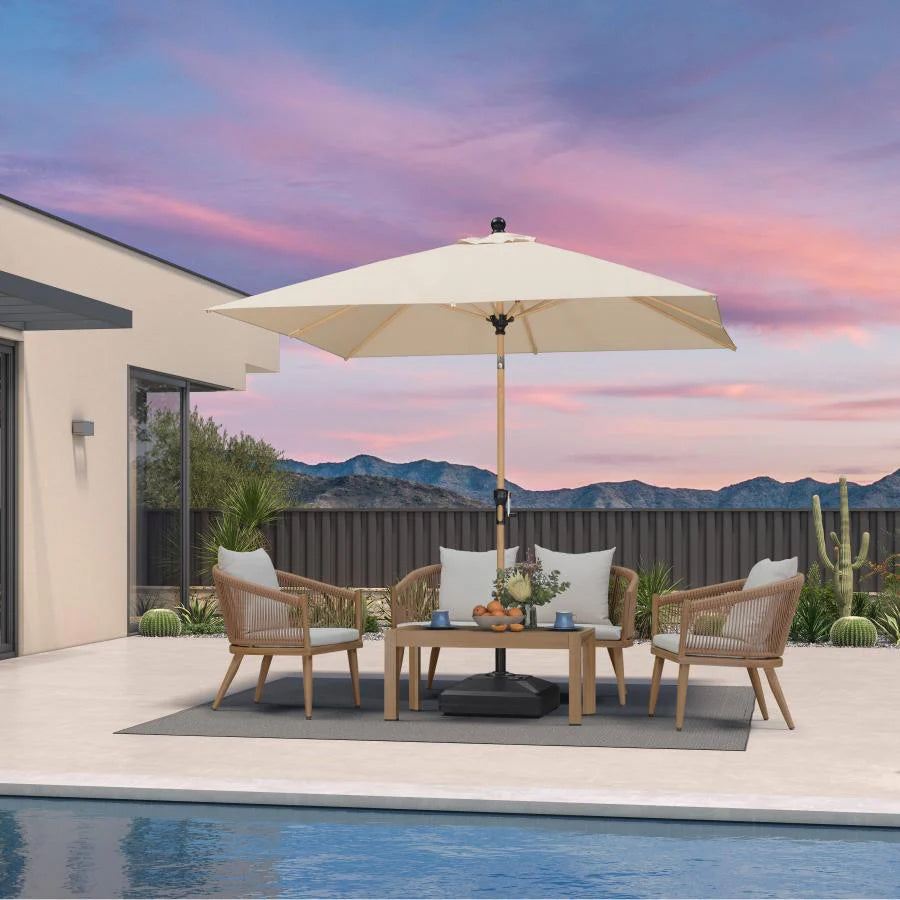 PURPLELEAF Ombrellone da Giardino Effetto Legno,Ombrellone da Esterno per Balcone,Terrazza, Patio e Giardino