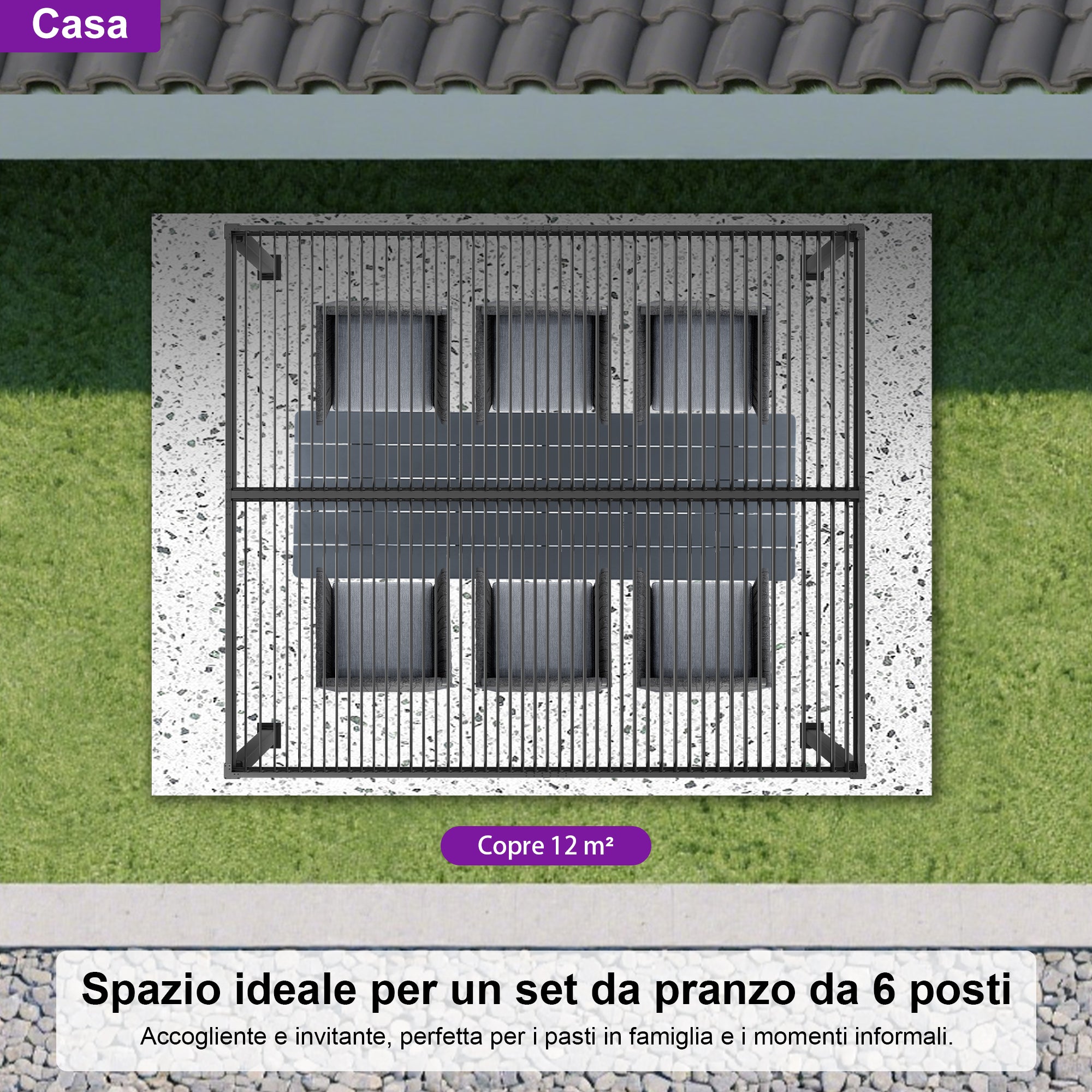 PURPLE LEAF Pergola Bioclimatica Pergola in Alluminio da Esterno struttura robusta drenaggio nascosto con Tetto Regolabile per Terrazzo e Giardino Grigio