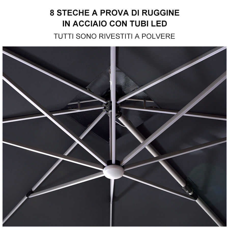 Ombrellone rettangolare decentrato 3 x 4 m - Antibes - grigio Ombrellone rettangolare decentrato 3 x 4 m - Antibes - grigio