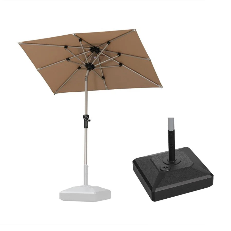 PURPLE LEAF Ombrellone da Giardino in lega di Alluminio con Inclinazione di 30°, Ombrellone da Tavolo, Ombrellone con palo centrale Impermeabile, Adatto per Giardini, Mercati ,Con Base