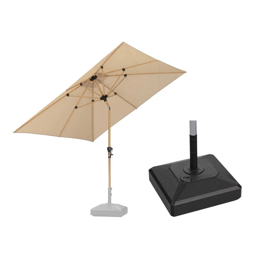 PURPLE LEAF Ombrellone da Giardino Effetto Legno,Ombrellone da Esterno per Balcone,Terrazza, Patio e Giardino,Con Base