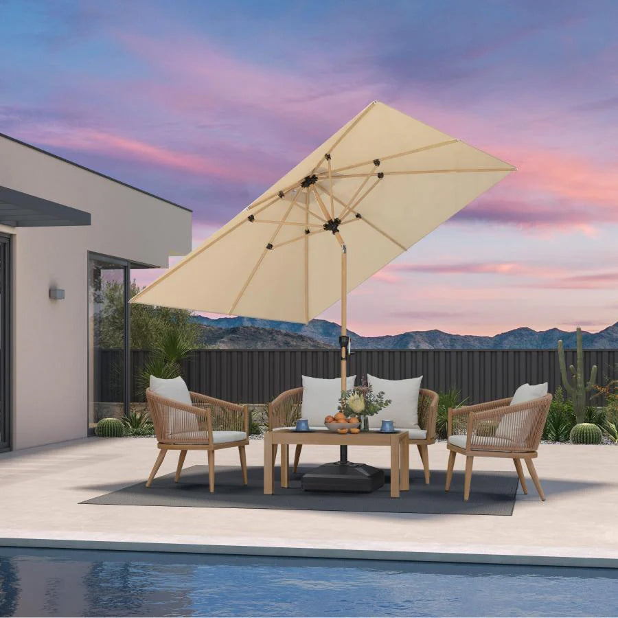 PURPLELEAF Ombrellone da Giardino Effetto Legno,Ombrellone da Esterno per Balcone,Terrazza, Patio e Giardino