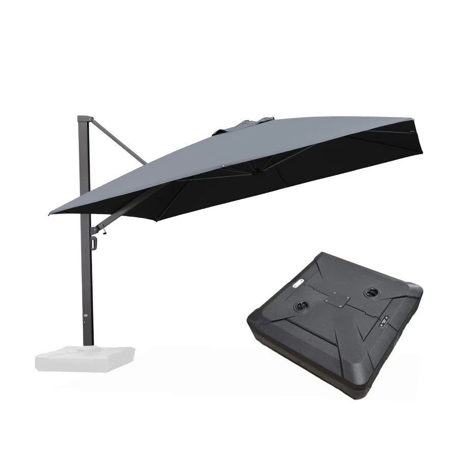 PURPLE LEAF Grande Ombrellone da Giardino in Alluminio con Base, con Rotazione 360° e 5 Livelli di Regolazione Altezza