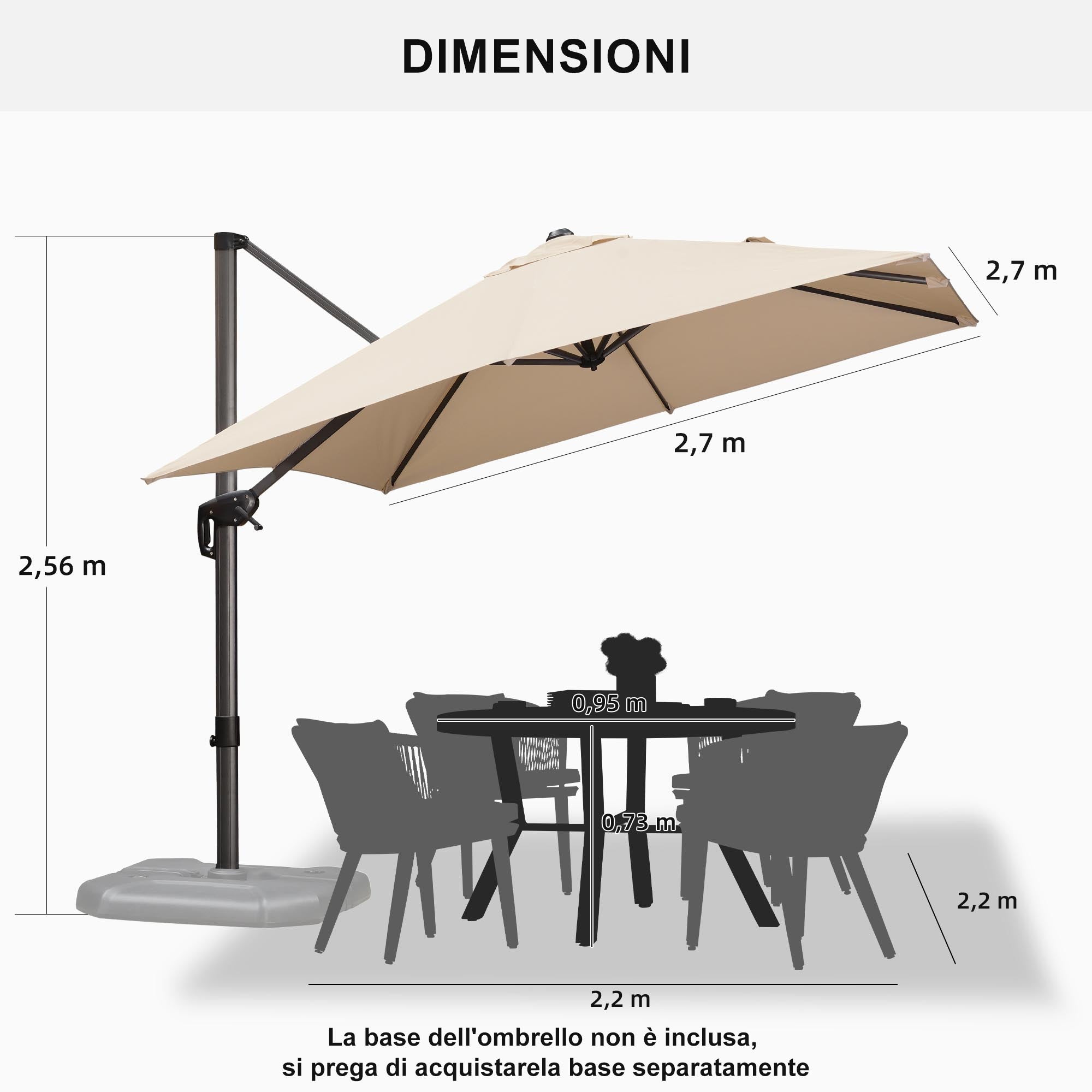 PURPLELEAF Ombrellone da Giardino Economico Quadrato