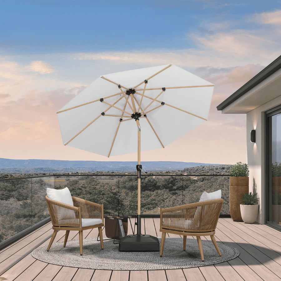 PURPLELEAF Ombrellone da Giardino Effetto Legno,Ombrellone da Esterno per Balcone,Terrazza, Patio e Giardino