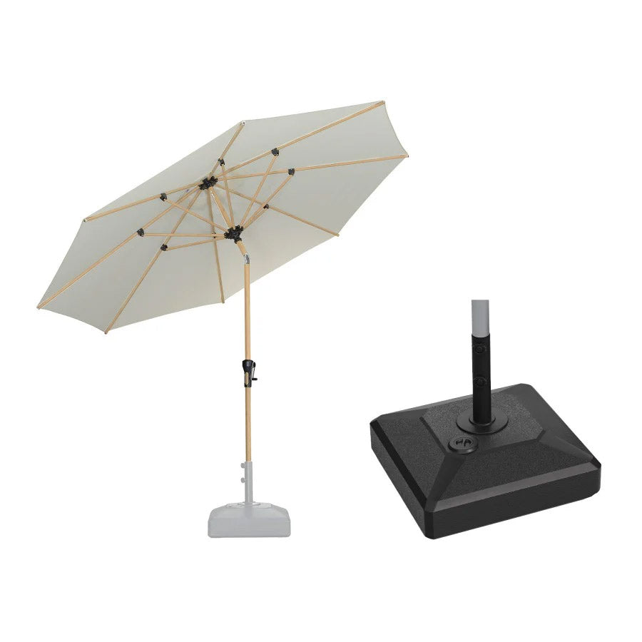 PURPLE LEAF Ombrellone da Giardino Effetto Legno,Ombrellone da Esterno per Balcone,Terrazza, Patio e Giardino,Con Base