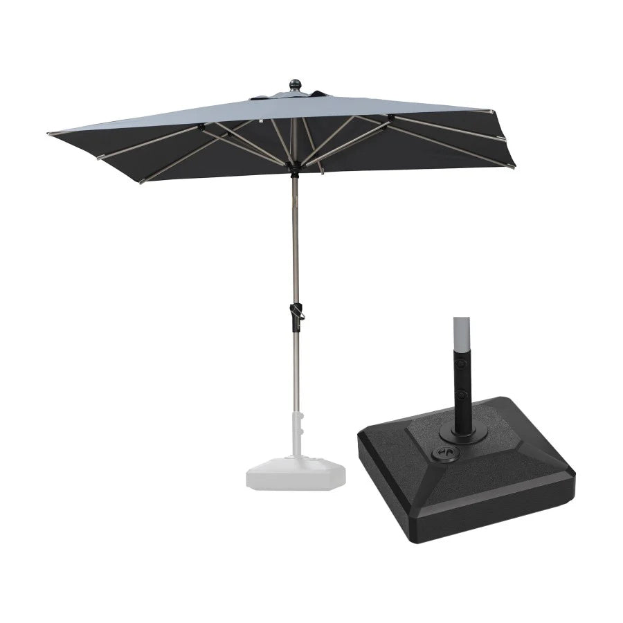 PURPLE LEAF Ombrellone da Giardino in lega di Alluminio con Inclinazione di 30°, Ombrellone da Tavolo, Ombrellone con palo centrale Impermeabile, Adatto per Giardini, Mercati ,Con Base