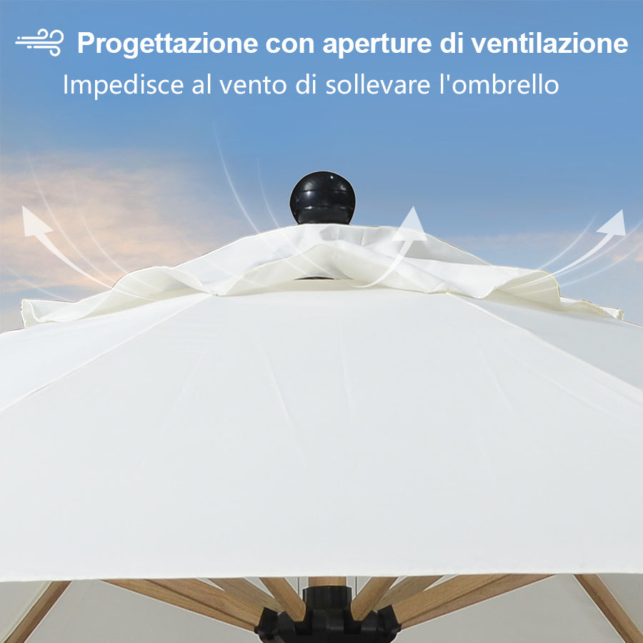 PURPLELEAF Ombrellone da Giardino Effetto Legno,Ombrellone da Esterno per Balcone,Terrazza, Patio e Giardino