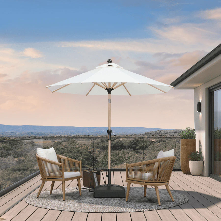 PURPLELEAF Ombrellone da Giardino Effetto Legno,Ombrellone da Esterno per Balcone,Terrazza, Patio e Giardino