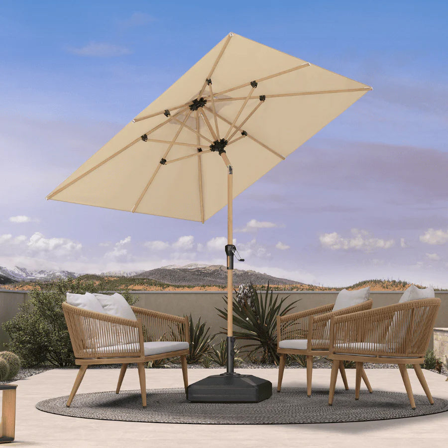 PURPLELEAF Ombrellone da Giardino Effetto Legno,Ombrellone da Esterno per Balcone,Terrazza, Patio e Giardino