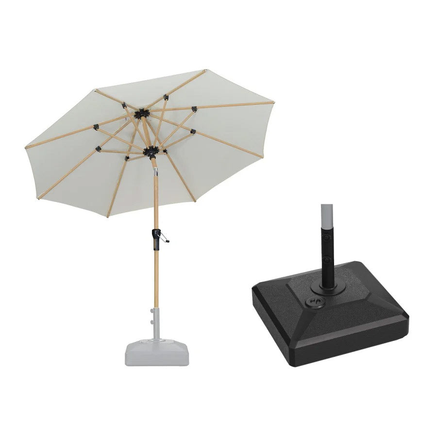 PURPLE LEAF Ombrellone da Giardino Effetto Legno,Ombrellone da Esterno per Balcone,Terrazza, Patio e Giardino,Con Base