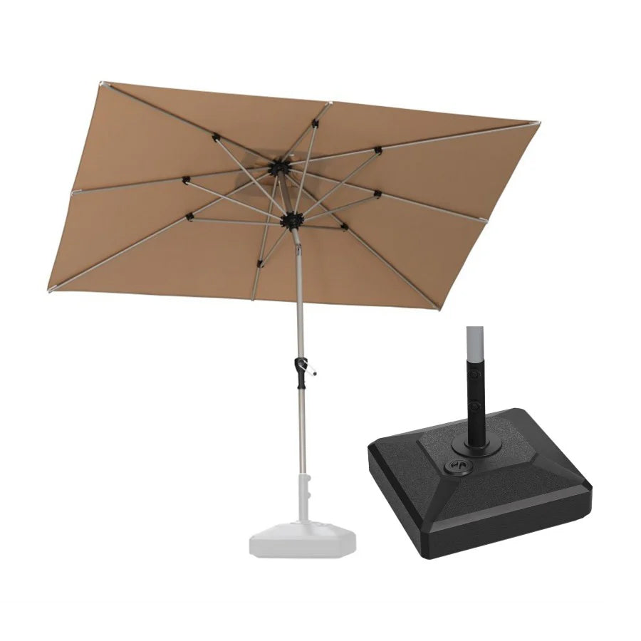 PURPLE LEAF Ombrellone da Giardino in lega di Alluminio con Inclinazione di 30°, Ombrellone da Tavolo, Ombrellone con palo centrale Impermeabile, Adatto per Giardini, Mercati ,Con Base