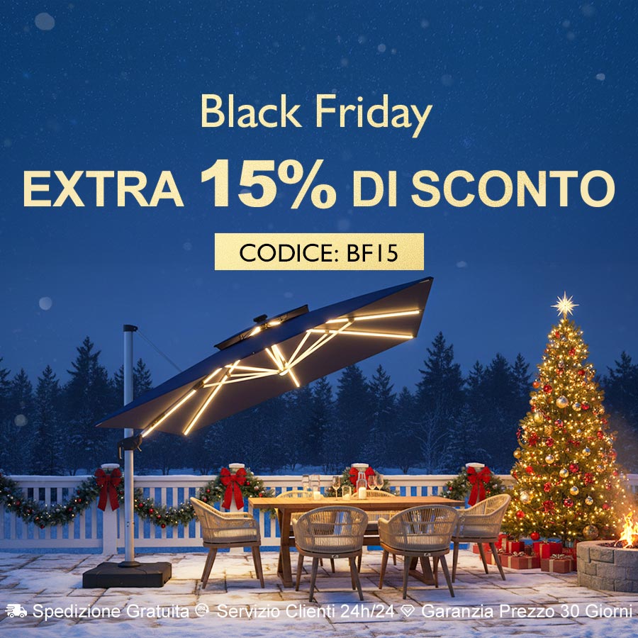 PURPLE LEAF Grande Ombrellone da Giardino in Alluminio,Rotazione a 360° e 5 livelli di Regolazione dell'altezza