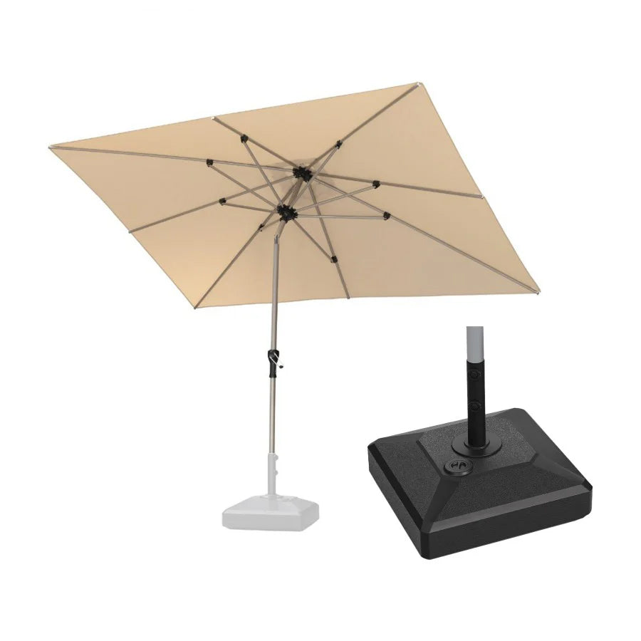 PURPLE LEAF Ombrellone da Giardino in lega di Alluminio con Inclinazione di 30°, Ombrellone da Tavolo, Ombrellone con palo centrale Impermeabile, Adatto per Giardini, Mercati ,Con Base