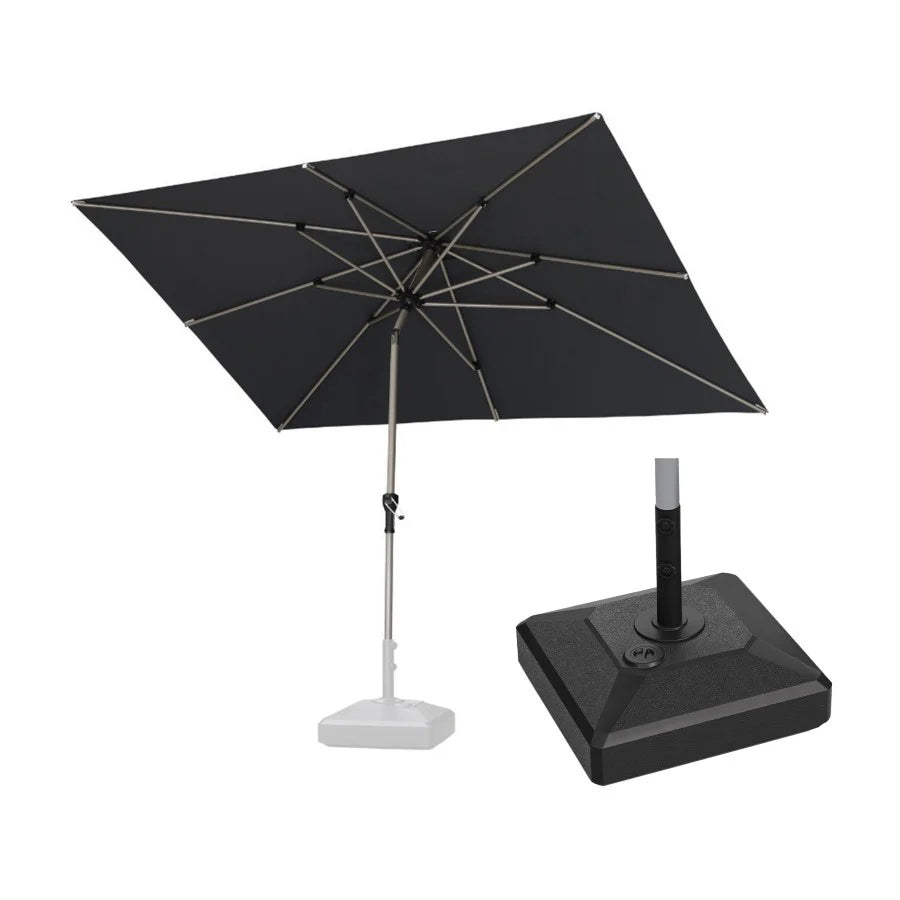 PURPLE LEAF Ombrellone da Giardino in lega di Alluminio con Inclinazione di 30°, Ombrellone da Tavolo, Ombrellone con palo centrale Impermeabile, Adatto per Giardini, Mercati ,Con Base