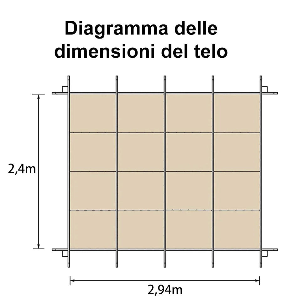 PURPLE LEAF Tessuto per pergolati retrattili Protezione UV Ricambiabile Installazione facile Compatibile solo con pergolati Purple Leaf