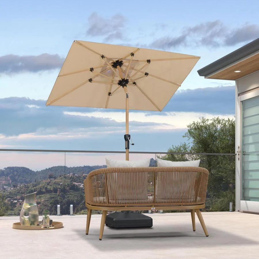 PURPLELEAF Ombrellone da Giardino Effetto Legno,Ombrellone da Esterno per Balcone,Terrazza, Patio e Giardino