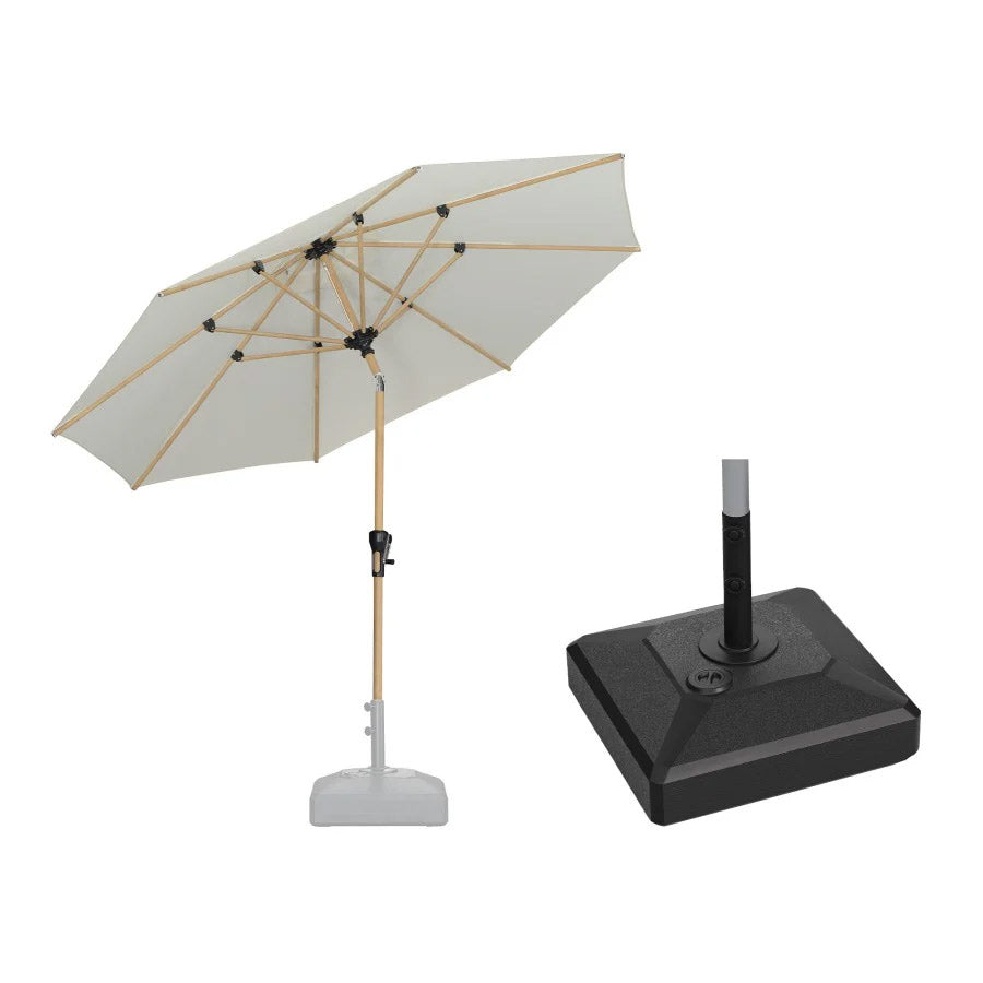 PURPLE LEAF Ombrellone da Giardino Effetto Legno,Ombrellone da Esterno per Balcone,Terrazza, Patio e Giardino,Con Base