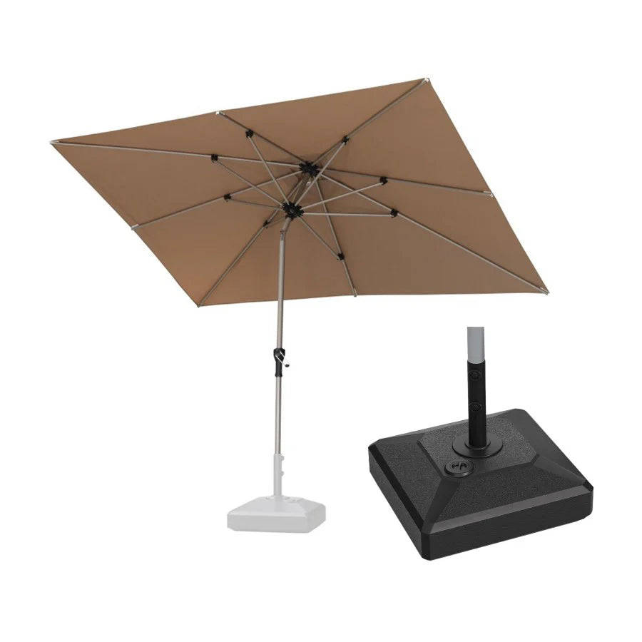 PURPLE LEAF Ombrellone da Giardino in lega di Alluminio con Inclinazione di 30°, Ombrellone da Tavolo, Ombrellone con palo centrale Impermeabile, Adatto per Giardini, Mercati ,Con Base