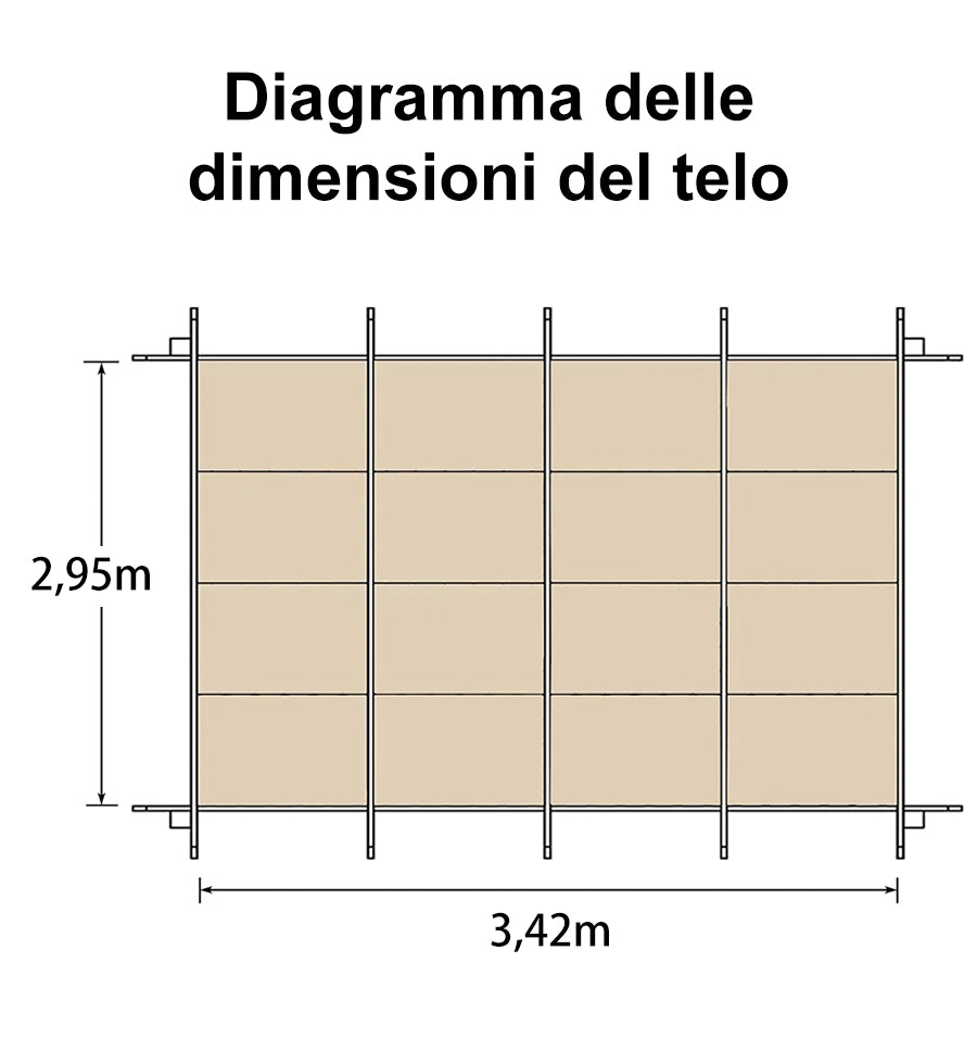 PURPLE LEAF Tessuto per pergolati retrattili Protezione UV Ricambiabile Installazione facile Compatibile solo con pergolati Purple Leaf