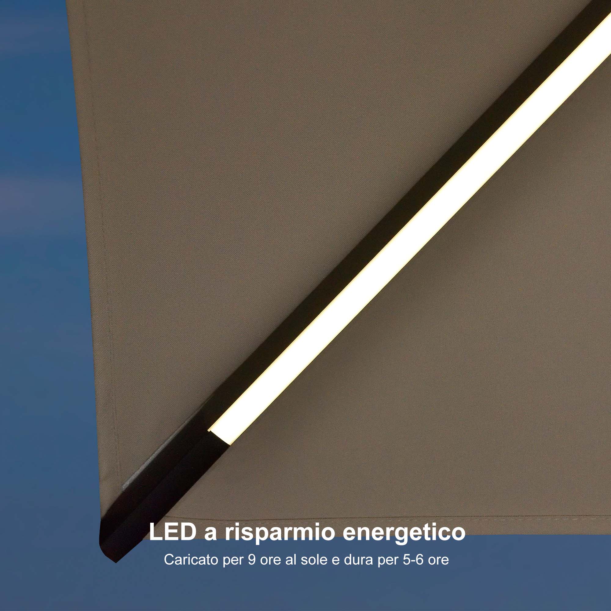 PURPLE LEAF Ombrellone da Giardino Ombrellone Quadrato Girevole con Rotazione a 360 gradi per esterno con luci ,Con Base