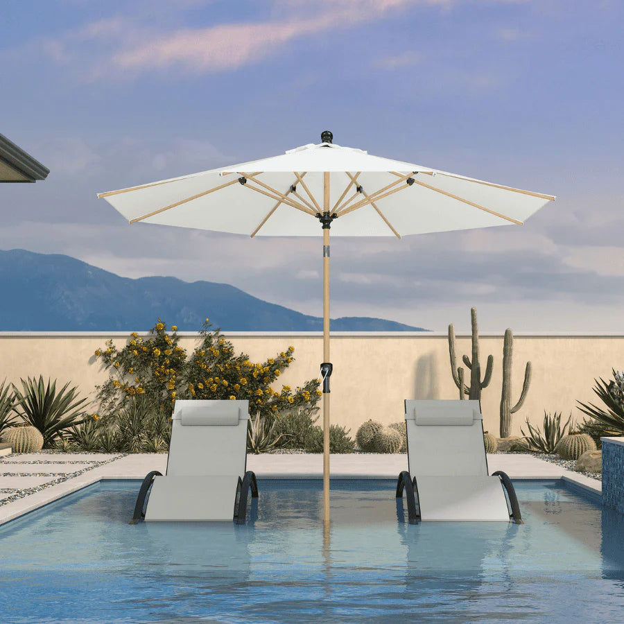 PURPLELEAF Ombrellone da Giardino Effetto Legno,Ombrellone da Esterno per Balcone,Terrazza, Patio e Giardino