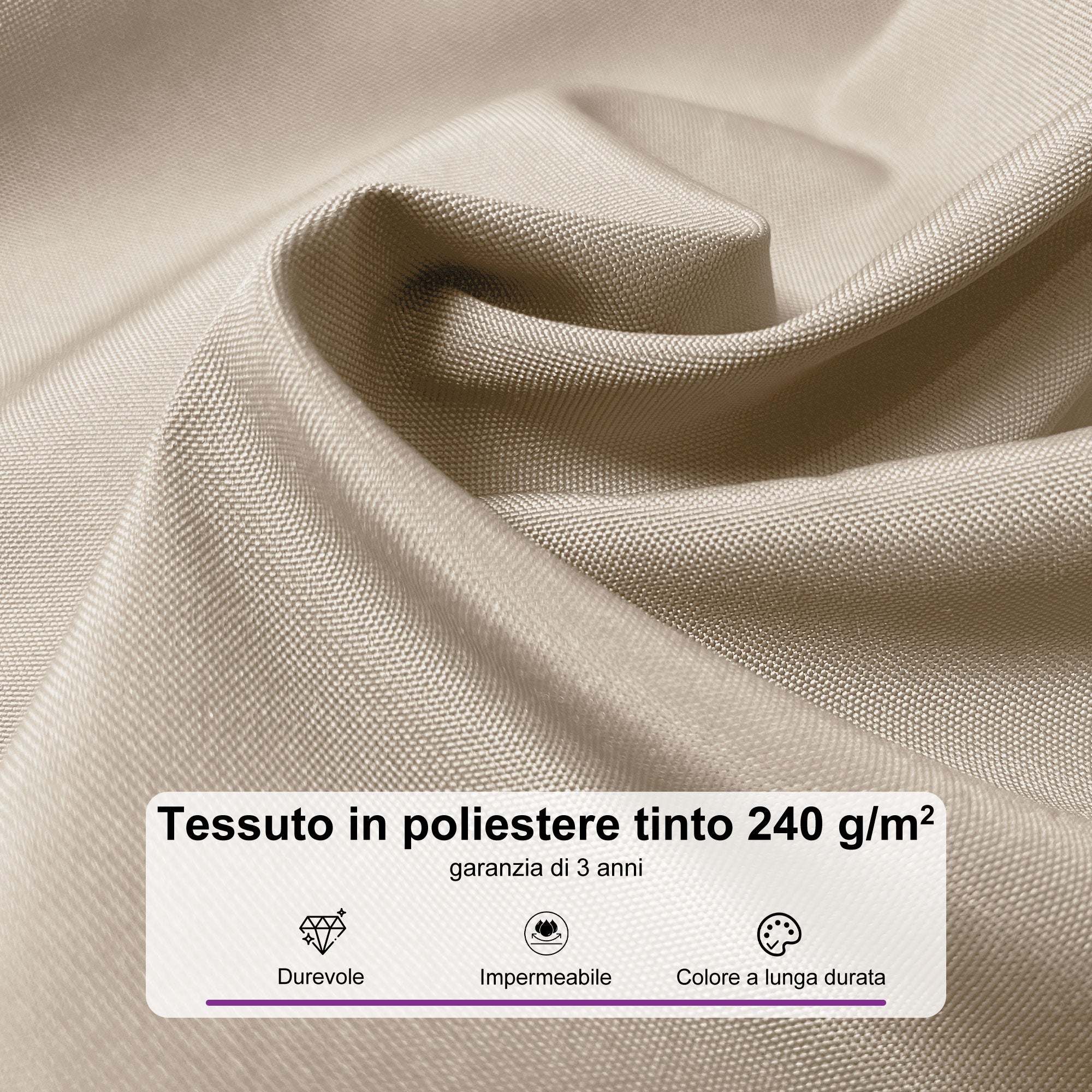 PURPLE LEAF Ombrellone in Alluminio Quadrato Doppio Top in colore legno ,con Base
