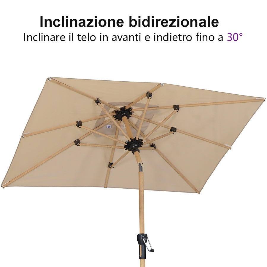 PURPLELEAF Ombrellone da Giardino Effetto Legno,Ombrellone da Esterno per Balcone,Terrazza, Patio e Giardino