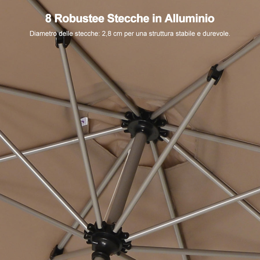 PURPLE LEAF Ombrelloni da Giardino, Ombrellone da Tavolo， Ombrellone con Montante centrale， Adatti per Giardino, Terrazza e Mercati ,Con Base