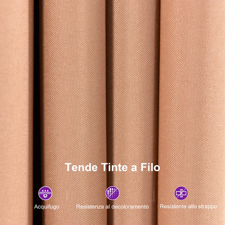 PURPLE LEAF Tonnelle da Giardino, Tetto Doppio in Acciaio Galvanizzato, con Tende Migliorate e Guirlande Luminose Trasparenti, Bronzo