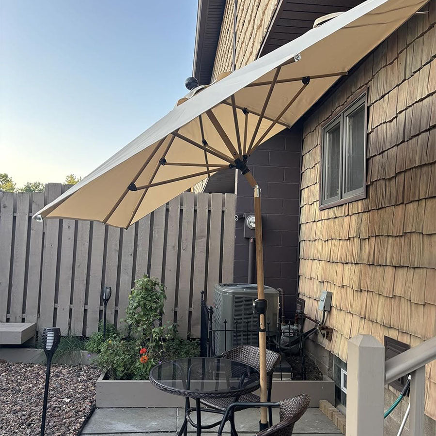 PURPLELEAF Ombrellone da Giardino Effetto Legno,Ombrellone da Esterno per Balcone,Terrazza, Patio e Giardino