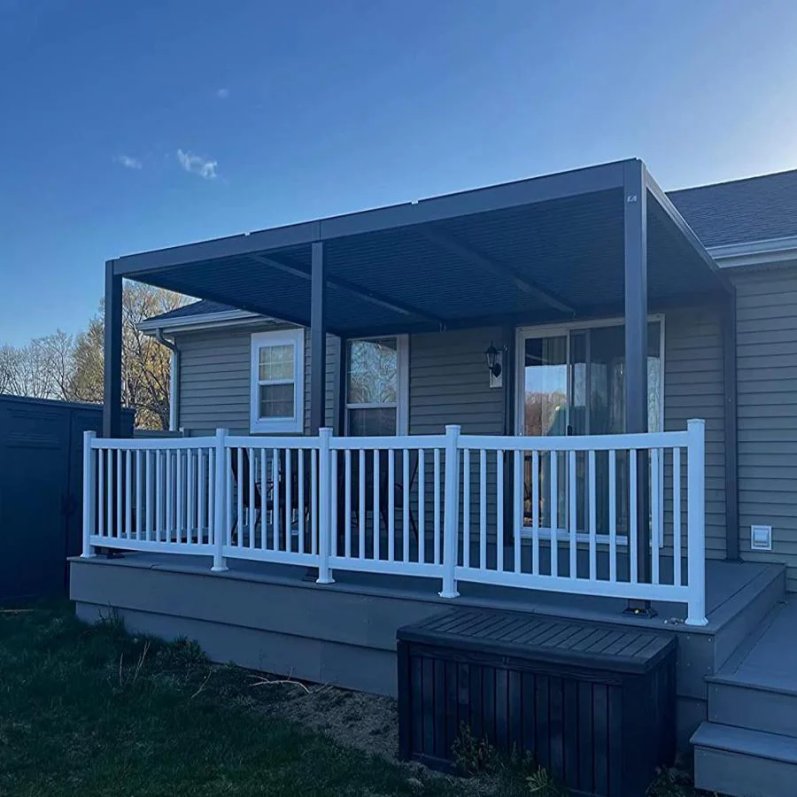 PURPLE LEAF Pergola Bioclimatica Pergola in Alluminio da Esterno struttura robusta drenaggio nascosto con Tetto Regolabile per Terrazzo e Giardino Grigio