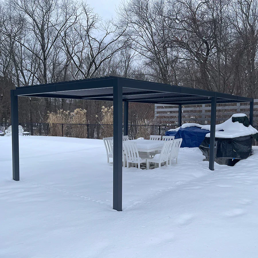 PURPLE LEAF Pergola Bioclimatica Pergola in Alluminio da Esterno struttura robusta drenaggio nascosto con Tetto Regolabile per Terrazzo e Giardino Grigio