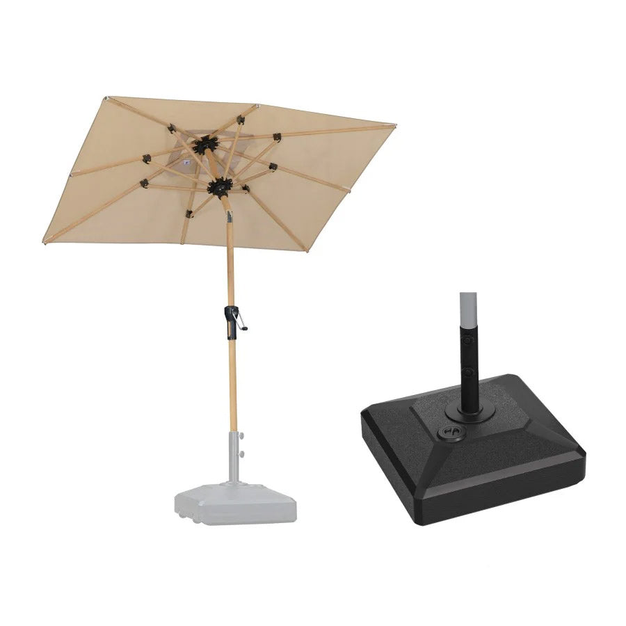 PURPLE LEAF Ombrellone da Giardino Effetto Legno,Ombrellone da Esterno per Balcone,Terrazza, Patio e Giardino,Con Base