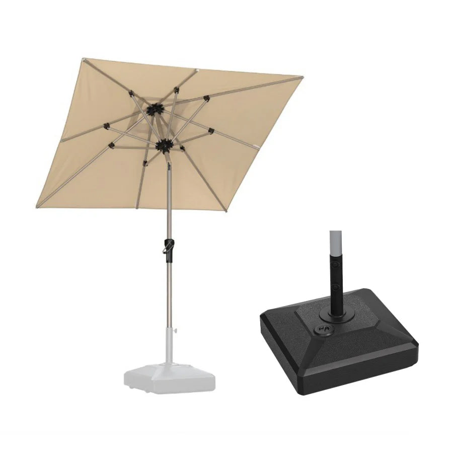 PURPLE LEAF Ombrellone da Giardino in lega di Alluminio con Inclinazione di 30°, Ombrellone da Tavolo, Ombrellone con palo centrale Impermeabile, Adatto per Giardini, Mercati ,Con Base