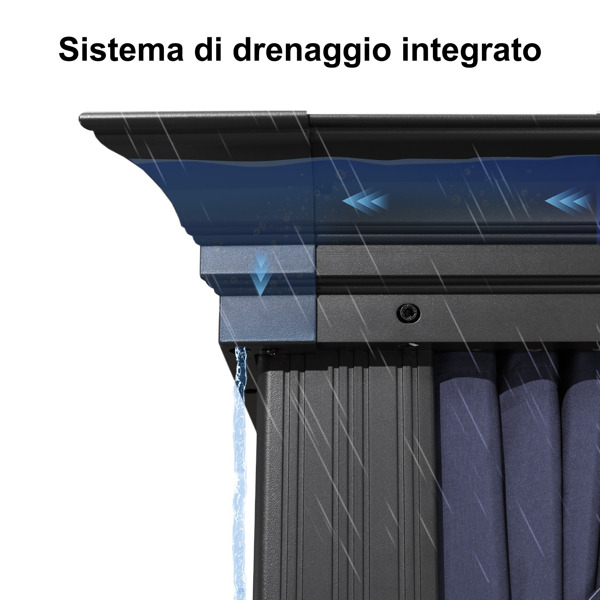 PURPLE LEAF  Alluminio Gazebo Giardino con Zanzariere e Tende Tetto Doppio in Acciaio Galvanizzato, Grigio