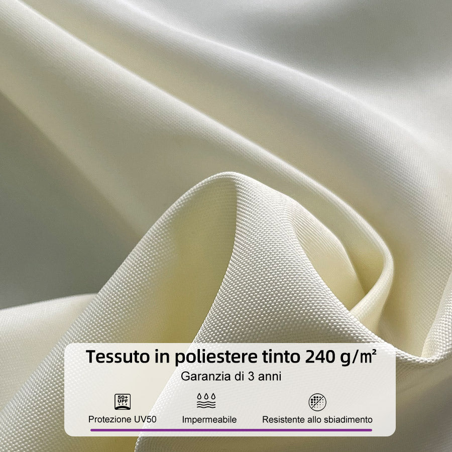 PURPLE LEAF Ombrellone in Alluminio Quadrato Doppio Top in colore legno ,con Base