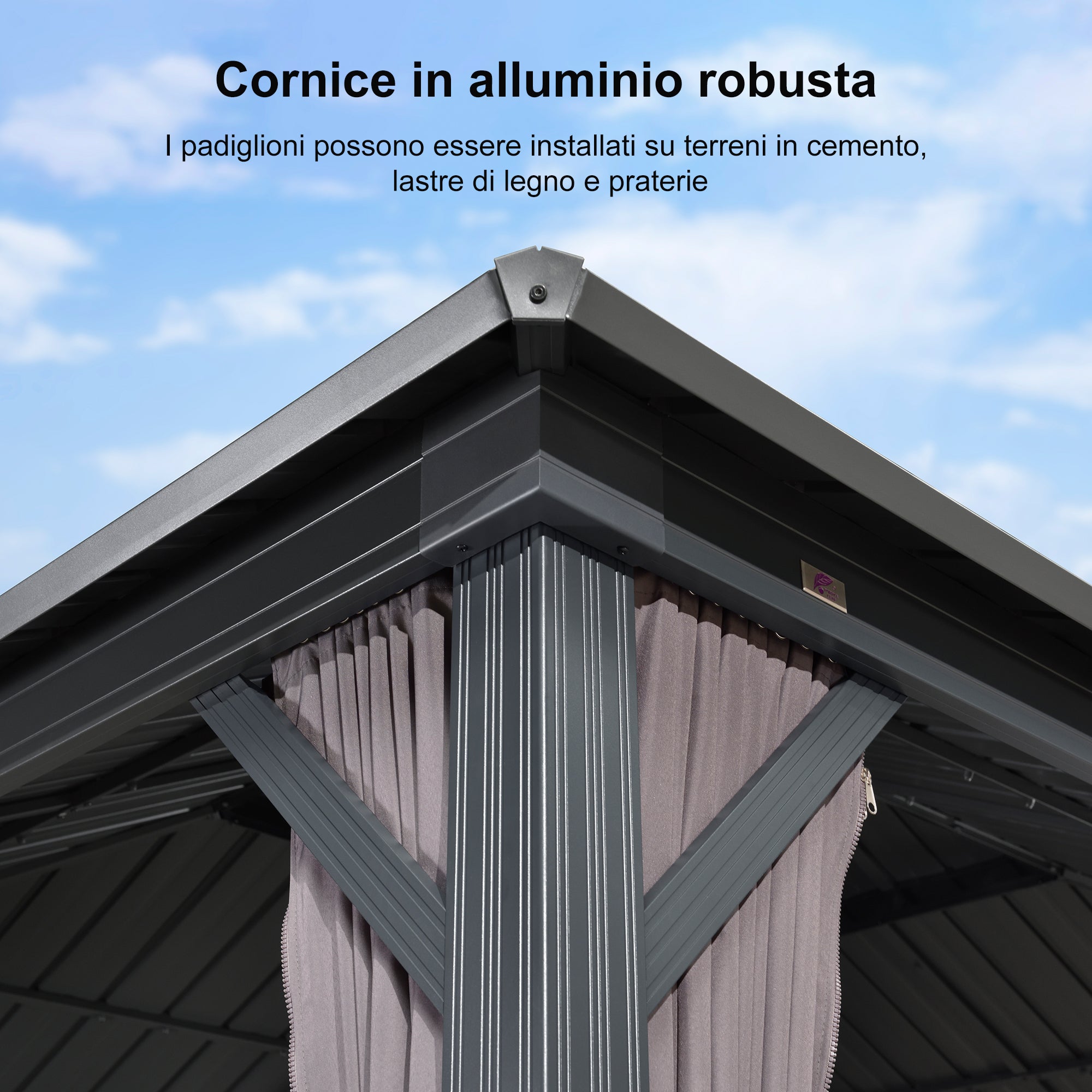 PURPLE LEAF Alluminio Gazebo Tetto Doppio in Acciaio Galvanizzato Zanzariere e Tende，Grigio con Ottimo Rapporto Qualità-Prezzo