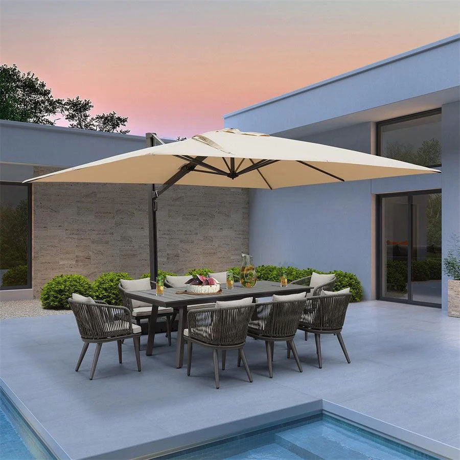 PURPLE LEAF Grande Ombrellone da Giardino in Alluminio,Rotazione a 360° e 5 livelli di Regolazione dell'altezza