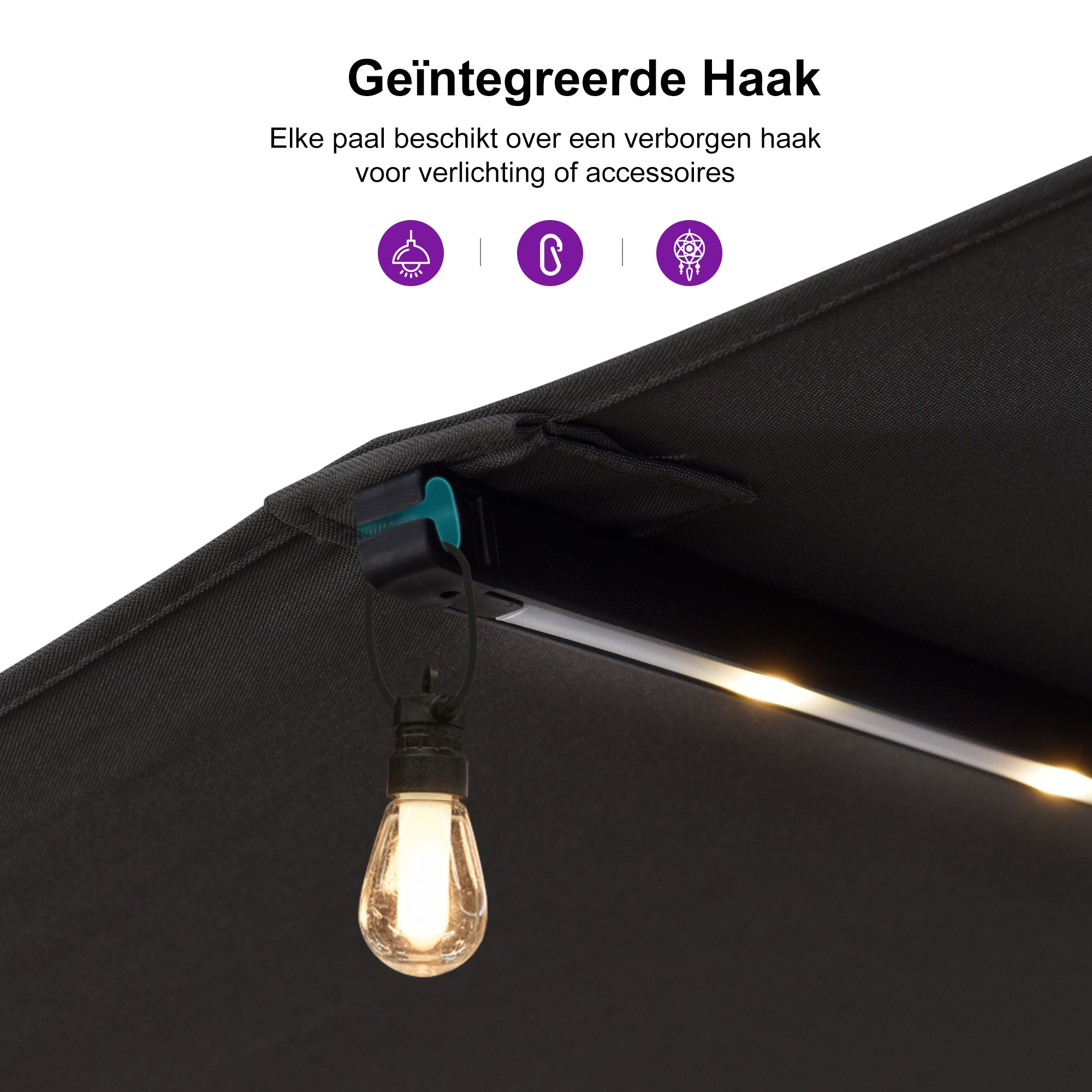 PURPLE LEAF Ombrellone doppio con illuminazione LED con base inclusa per esterni