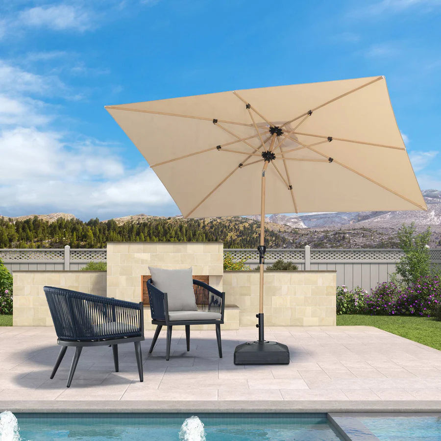 PURPLELEAF Ombrellone da Giardino Effetto Legno,Ombrellone da Esterno per Balcone,Terrazza, Patio e Giardino