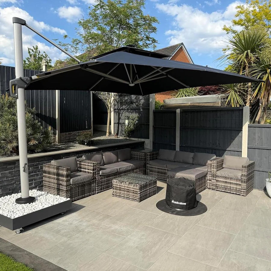 PURPLE LEAF Ombrellone Quadrati da Giardino  con Doppio Top  e luci