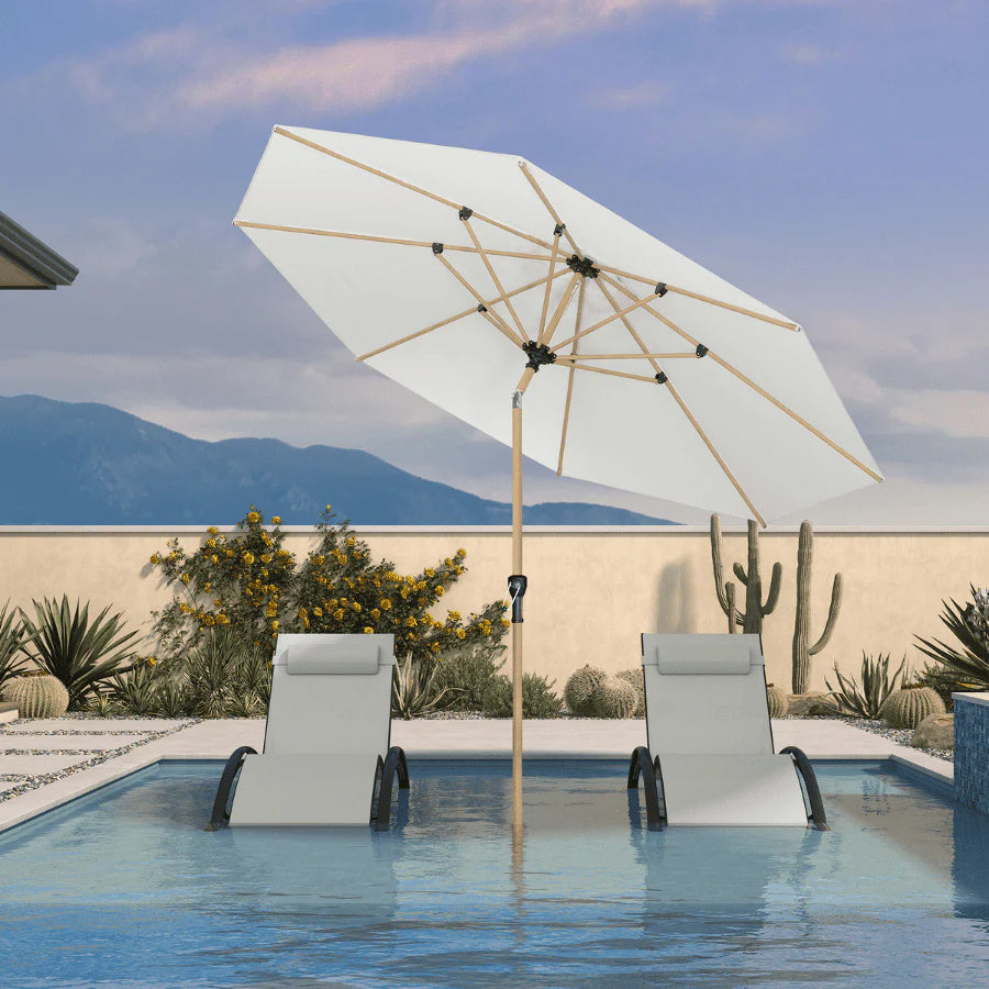 PURPLELEAF Ombrellone da Giardino Effetto Legno,Ombrellone da Esterno per Balcone,Terrazza, Patio e Giardino