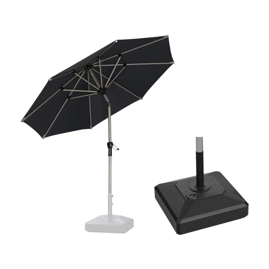 PURPLE LEAF Ombrellone da Giardino in lega di Alluminio con Inclinazione di 30°, Ombrellone da Tavolo, Ombrellone con palo centrale Impermeabile, Adatto per Giardini, Mercati ,Con Base