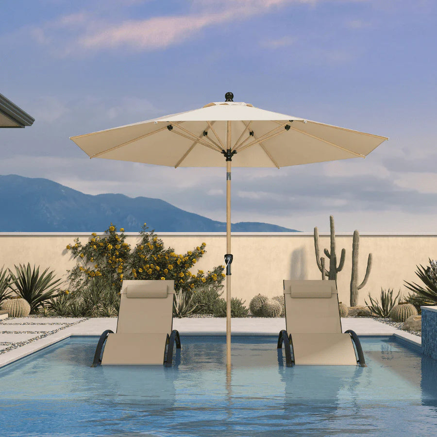 PURPLELEAF Ombrellone da Giardino Effetto Legno,Ombrellone da Esterno per Balcone,Terrazza, Patio e Giardino