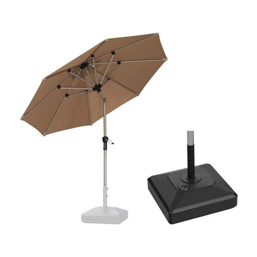 PURPLE LEAF Ombrellone da Giardino in lega di Alluminio con Inclinazione di 30°, Ombrellone da Tavolo, Ombrellone con palo centrale Impermeabile, Adatto per Giardini, Mercati ,Con Base