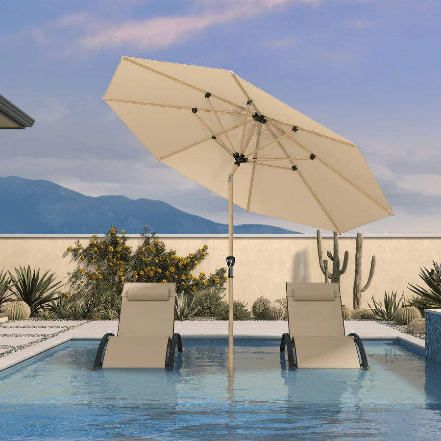 PURPLELEAF Ombrellone da Giardino Effetto Legno,Ombrellone da Esterno per Balcone,Terrazza, Patio e Giardino